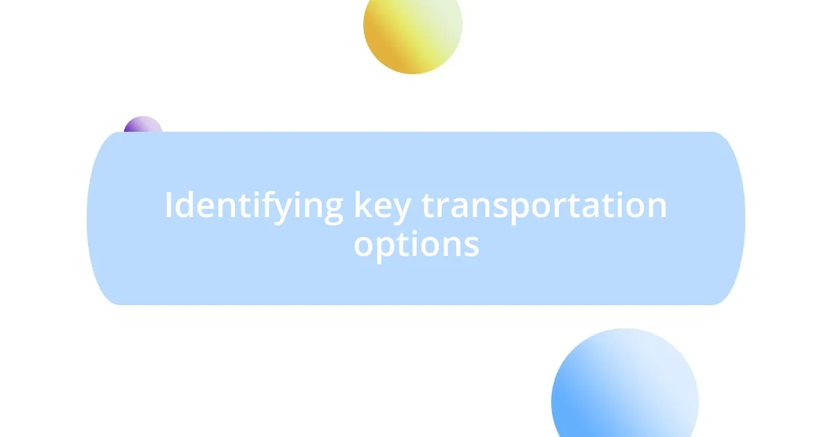 Identifying key transportation options